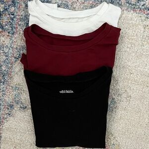 Wild Fable Short Sleeve Tees - Black, Burgundy, White